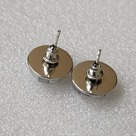 Sparkly Silver Druzy Stud Earrings - Picture 4 of 5